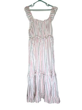 Perfectly Priscilla Women’s Pink and Gray Striped Maxi Dress